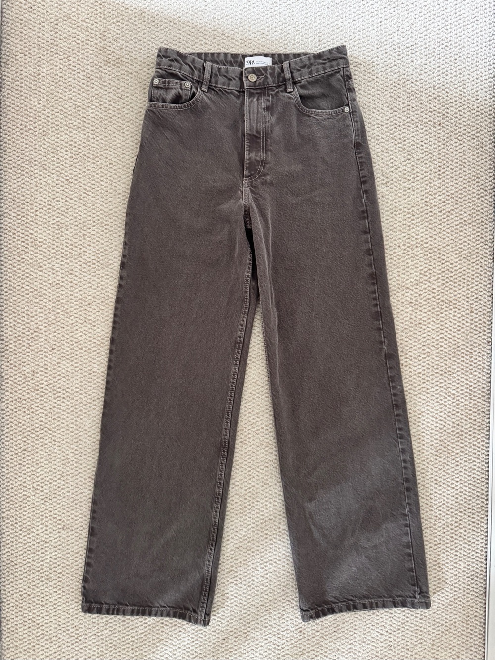 ZARA Women’s Wide-Leg Jeans in Dark Gray